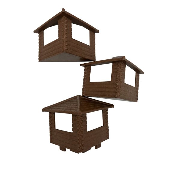 Marx 1950s Fort Apache Parts Brown Fence Panels Sign Lookouts 17 Pieces Vintage - Picture 3 of 11